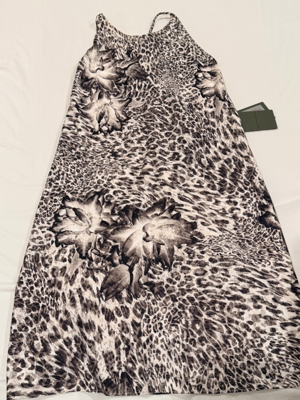 All Saints BNWT Grey/ White Floral Print Slip Dress - Size UK 6/ US 2